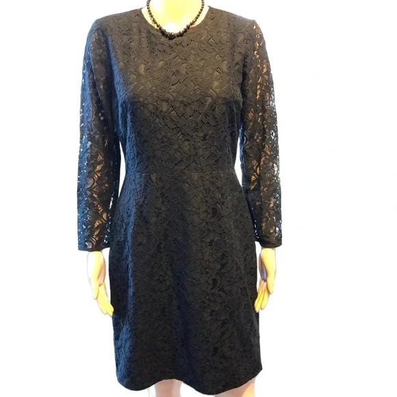 NWOT J.Crew women Black Lace Midi Dress Zip Back  Size 4/S - Picture 1 of 11